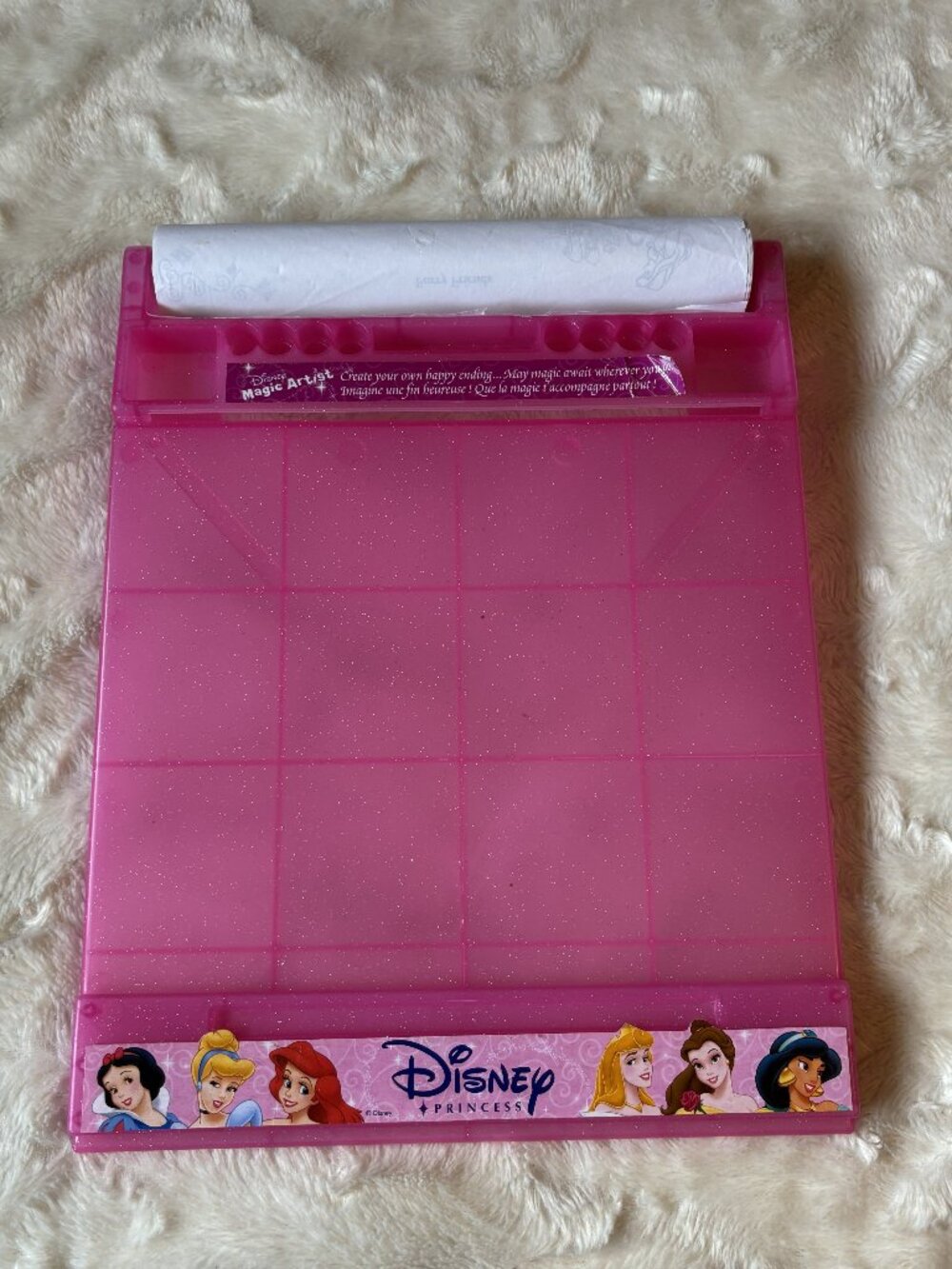 Disney Princess Magic Artist Coloring  Rolling Art Desk w/ Paper Roll EUC Rare